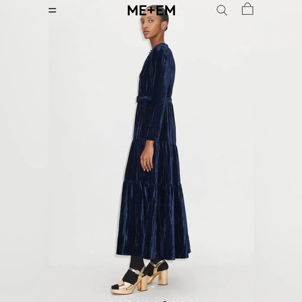 Me+EM midi Maxi Dress Elegant Navy Velvet Maxi Dress MSRP $450 - Picture 2 of 11